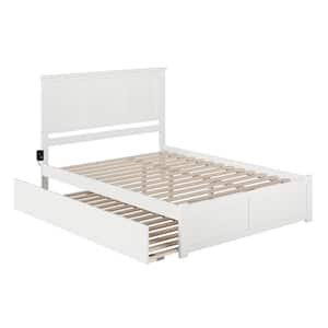 Madison White Queen Bed with Footboard and Twin Extra Long Trundle