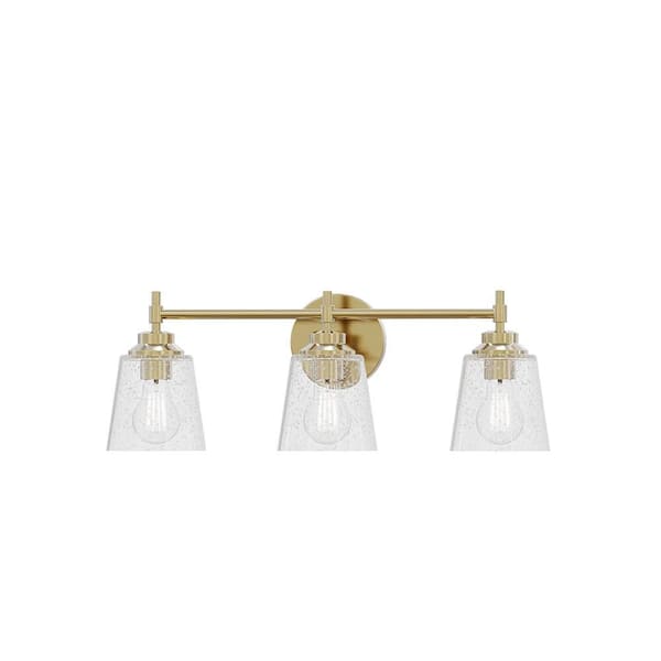 Montford 21.75 in. Plug and Play 3-Light Plated Gold Vanity Light with SkyPlug