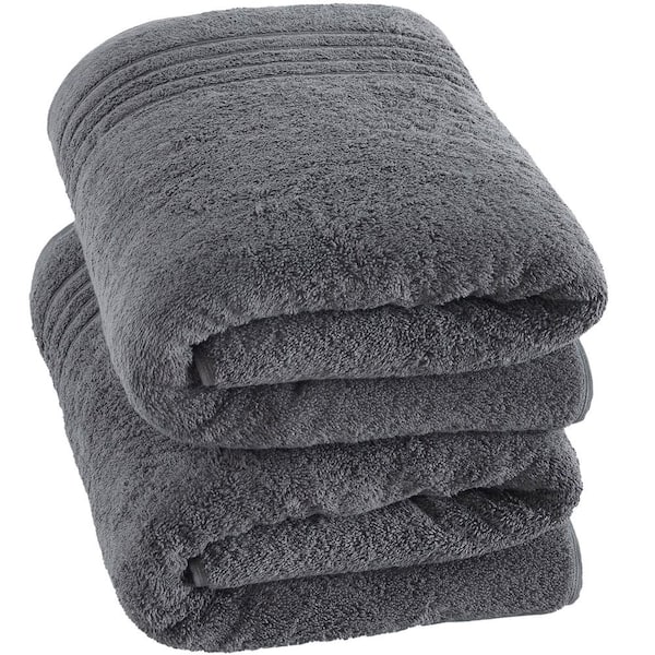 Hawmam Linen Jumbo Large Bath Sheets Towels 2-Pack Soft and Absorbent, Premium Quality 100% Cotton Towels (Cool Grey, Bath Sheet)