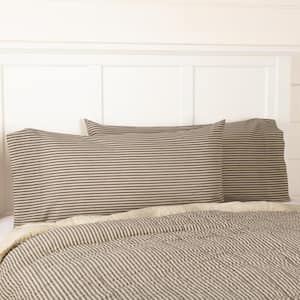 Sawyer Mill Charcoal Ticking Stripe Cotton King Pillow Case (Set of 2)