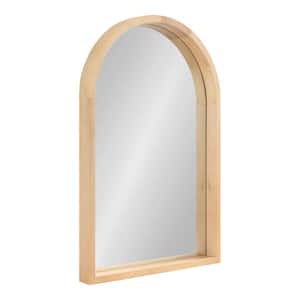 Hutton 20.00 in. W x 30.00 in. H Wood Natural Arch Framed Decorative Mirror