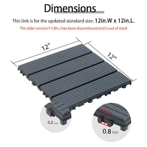 12 in.W x 12 in. L Outdoor Striped Square PVC Drainage Interlocking Flooring Deck Tiles (Pack of 44 Tiles) in Gray