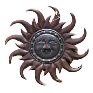 Dark Bronze Metal Sunface Garden Statue