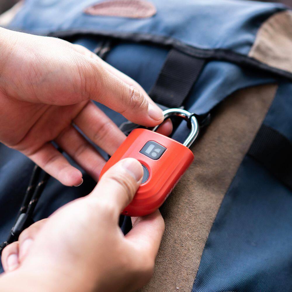 Red Keyless Fingerprint Padlock with Mobile App