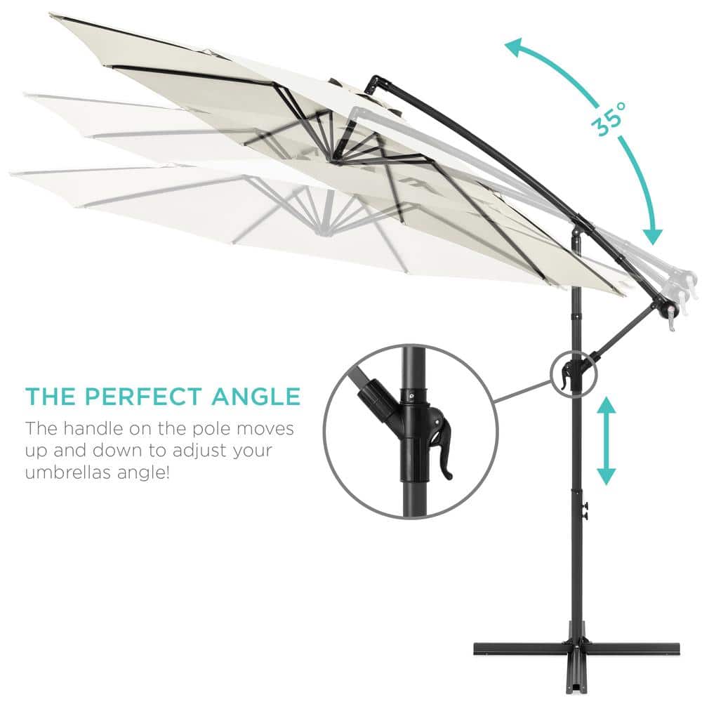 Ivory 10ft Offset Hanging Patio Umbrella with Steel Frame