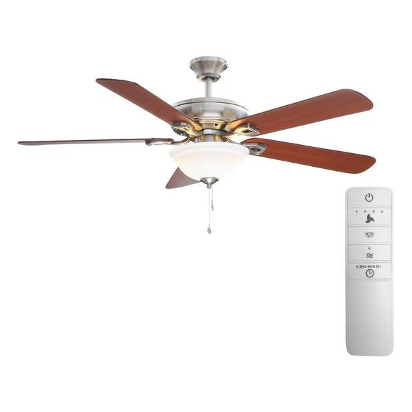 Hampton Bay Rothley 52 in. LED Indoor Brushed Nickel Smart Ceiling Fan with Light Kit and WINK Remote Control
