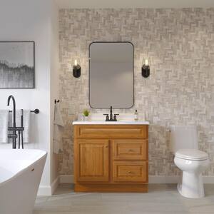 Hampton 36 in. W x 21 in. D x 33.5 in. H Bath Vanity Cabinet without Top in Oak
