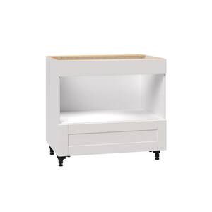 Shaker Assembled 30x34.5x24 in. Base Cabinet for Built-In Microwave with 1-Bottom Pull-Out Drawer in Vanilla White