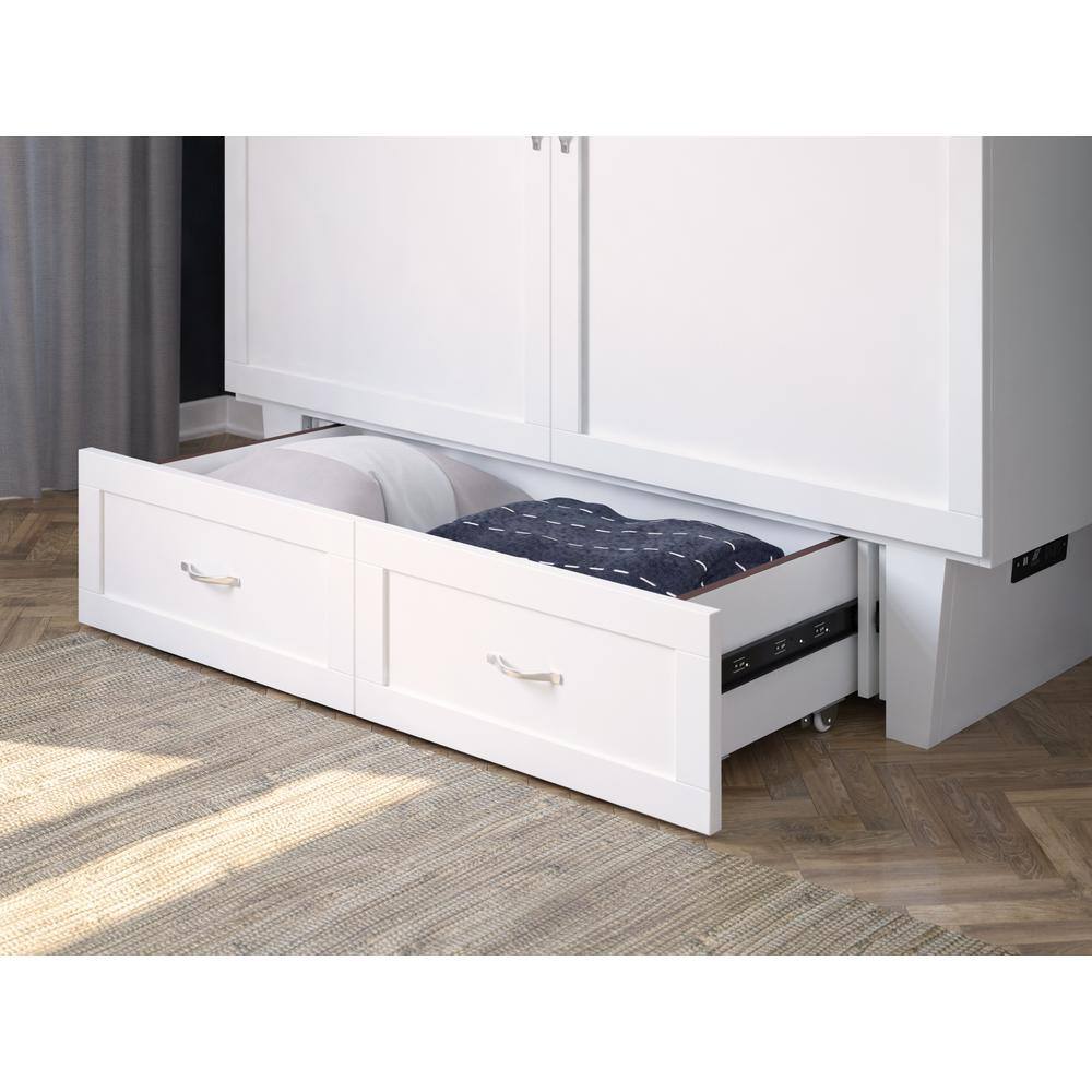 Queen-Sized Monroe Murphy Bed Chest with Single Drawer in White