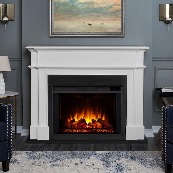 Real Flame Harlan Grand 55 in. Electric Fireplace in White