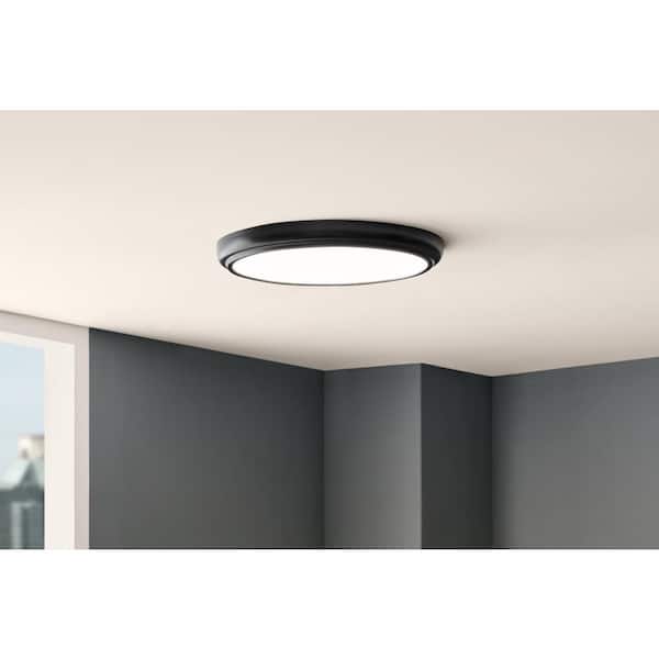 15 in. White Round LED Flush Mount with Night Light and Interchangeable Black Trim 1500 Lumens Adjustable CCT Dimmable