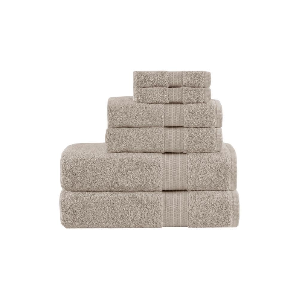 Madison Park Organic 6-Piece Tan Cotton Bath Towel Set MP73-6629 - The ...