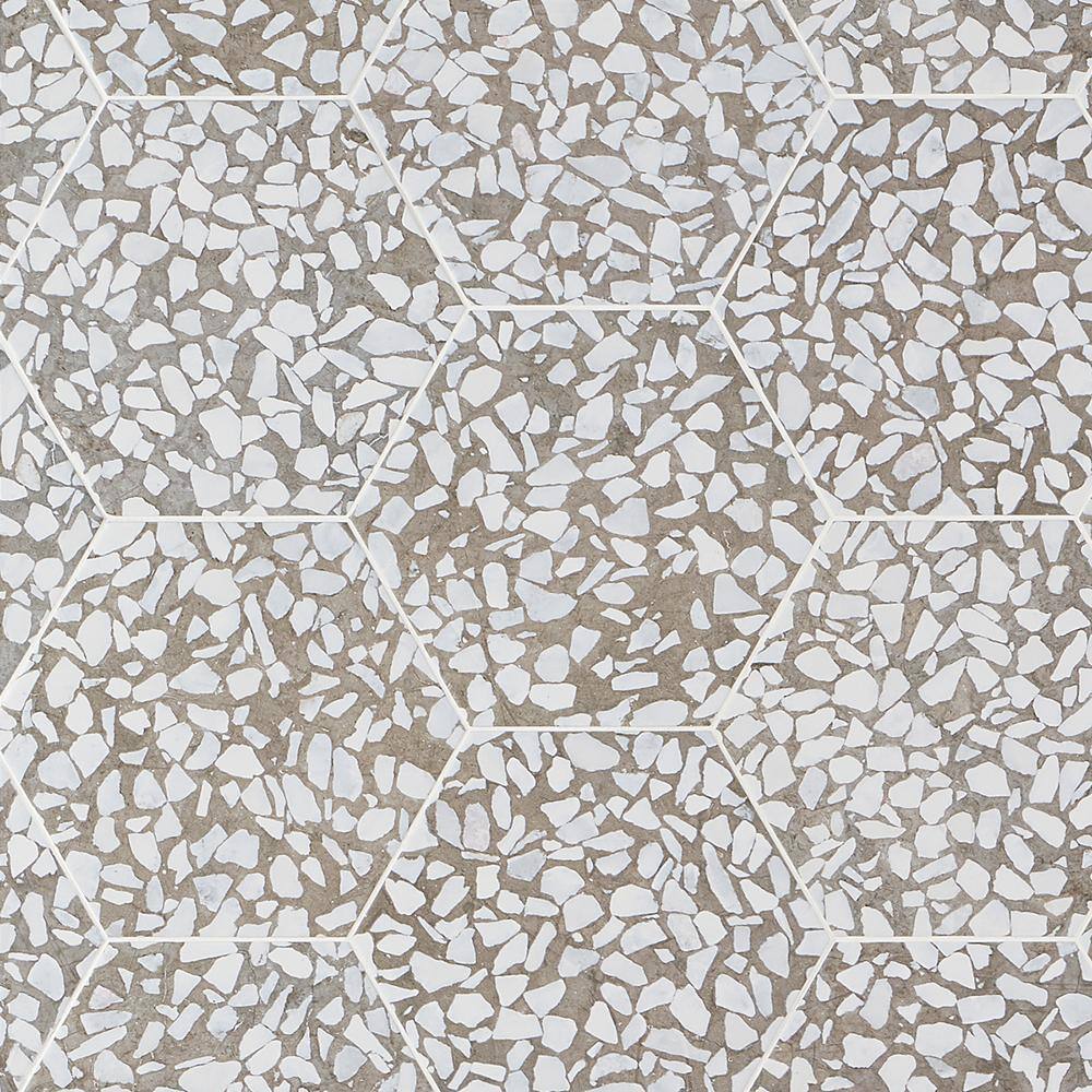 Grigio Terrazzo Look Hexagon Matte Porcelain Floor & Wall Tile