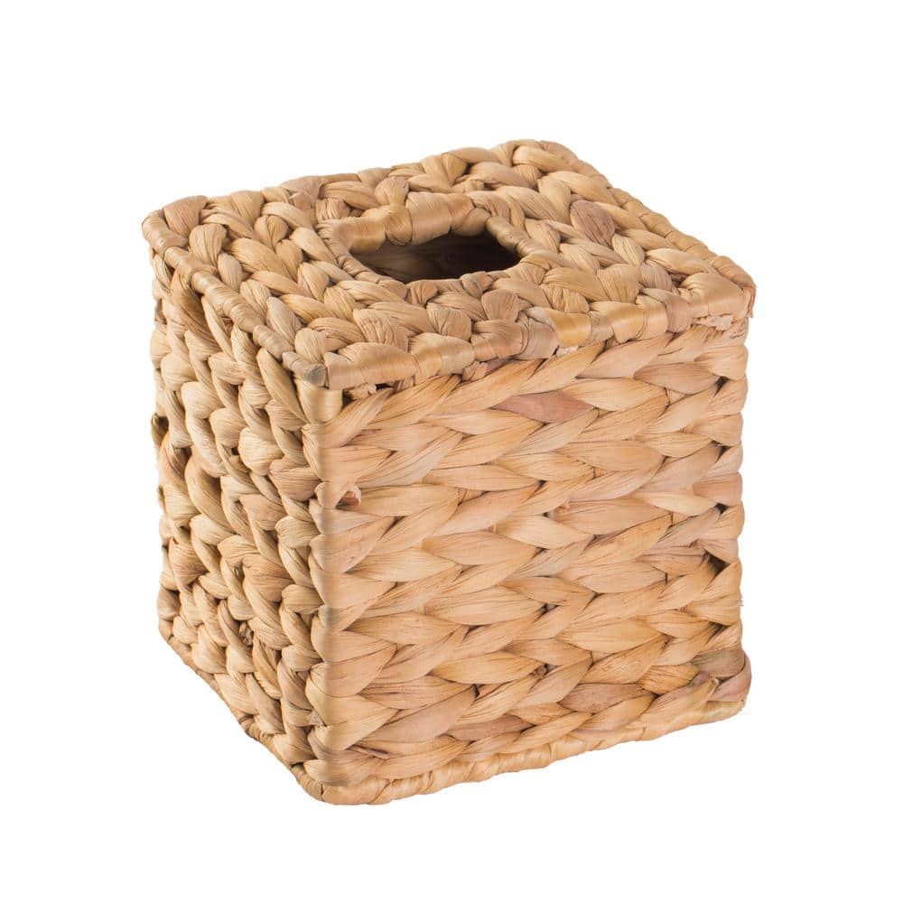 Natural Water Hyacinth Wicker Square Tissue Box Cover