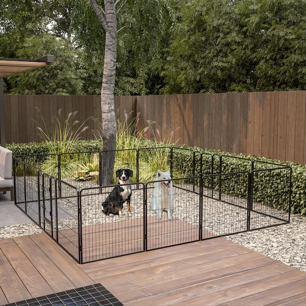 VIVOHOME Foldable Metal Wireless Indoor Outdoor Pet Fence Playpen