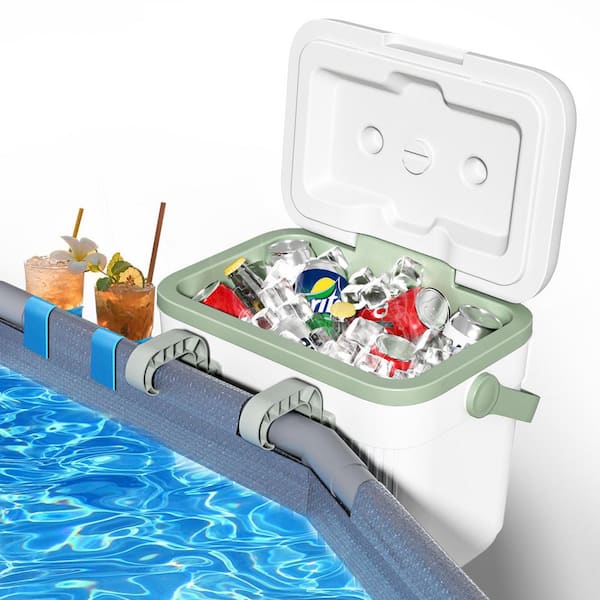 0.43 cu. ft. Outdoor Refrigerator Portable 12 Quart Pool Cooler Insulated Ice Chest with Cup Holder Hanger Hook in White