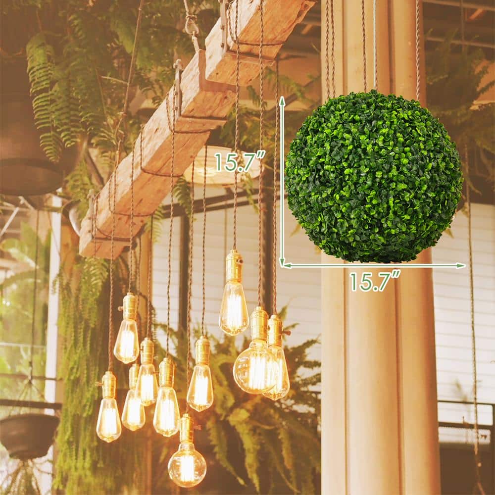 Lush Green 15.7'' UV-Protected Artificial Boxwood Topiary Balls