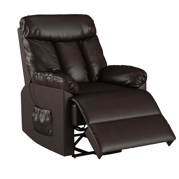 prolounger brown renu leather power lift recliner