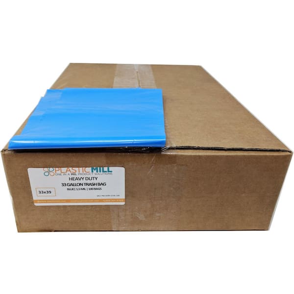 33 in. W x 39 in. H 33 Gal. 1.5 mil Blue Trash Bags (100- Count)