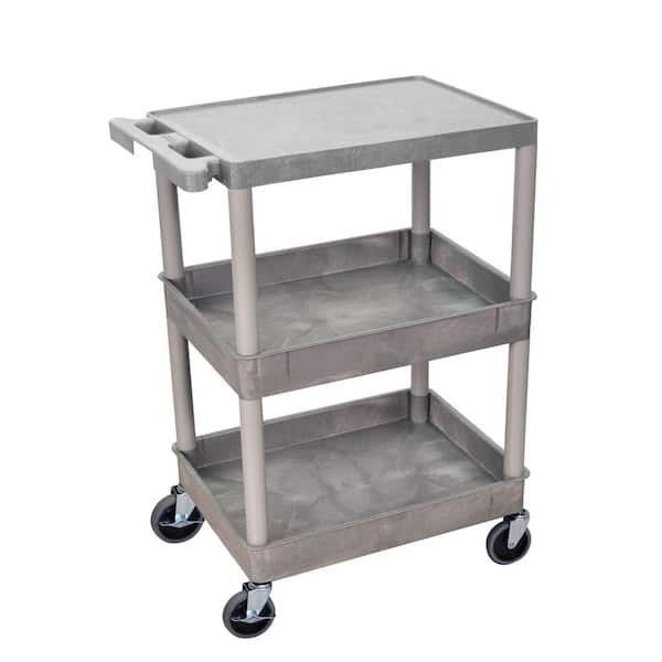 Luxor STC 24 in. 3-Shelf Utility Cart in Gray