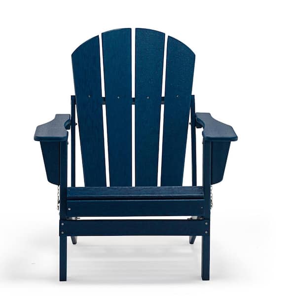 TIRAMISUBEST Navy Blue Folding Plastic Adirondack Chair