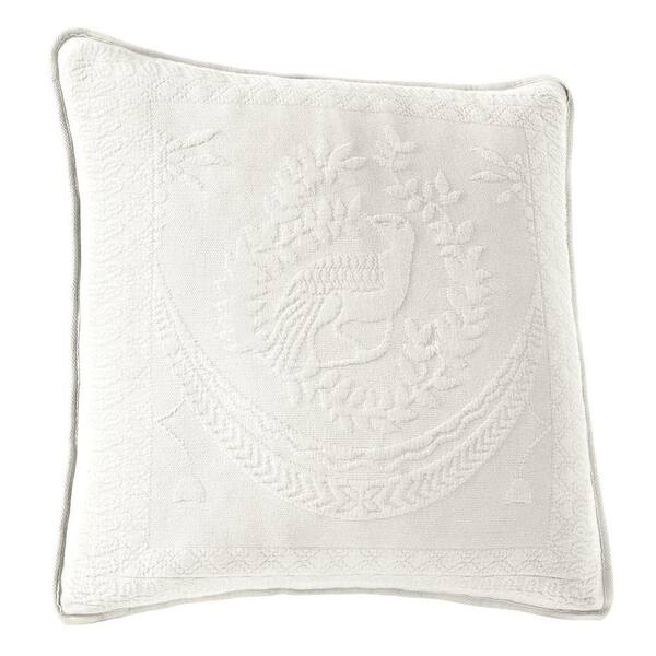 Historic Charleston Collection King Charles 20 in. White Square Decorative Pillow