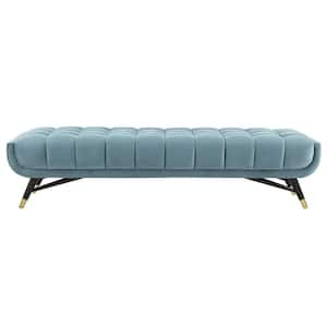 Adept Sea Blue Upholstered Velvet Bench