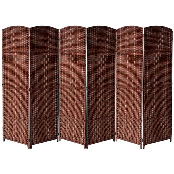 Sorbus 6-Panel Room Divider 6 ft. Tall, Double Hinged Privacy Screen Panels, Partition Room Dividers, Brown Solid