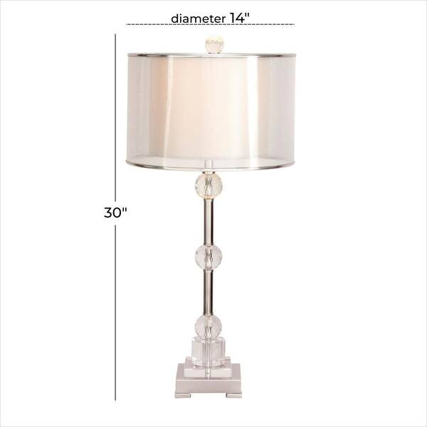 30 in. Silver Glass Task and Reading Table Lamp with Crystal Embellishments