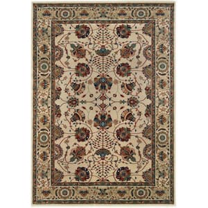Alyssa Ivory/Red 8 ft. x 8 ft. Square Floral Area Rug