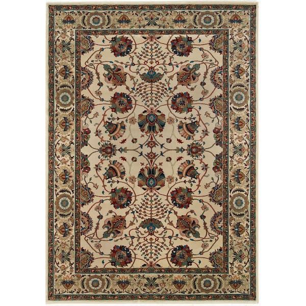 Alyssa Ivory/Red 8 ft. x 8 ft. Square Floral Area Rug