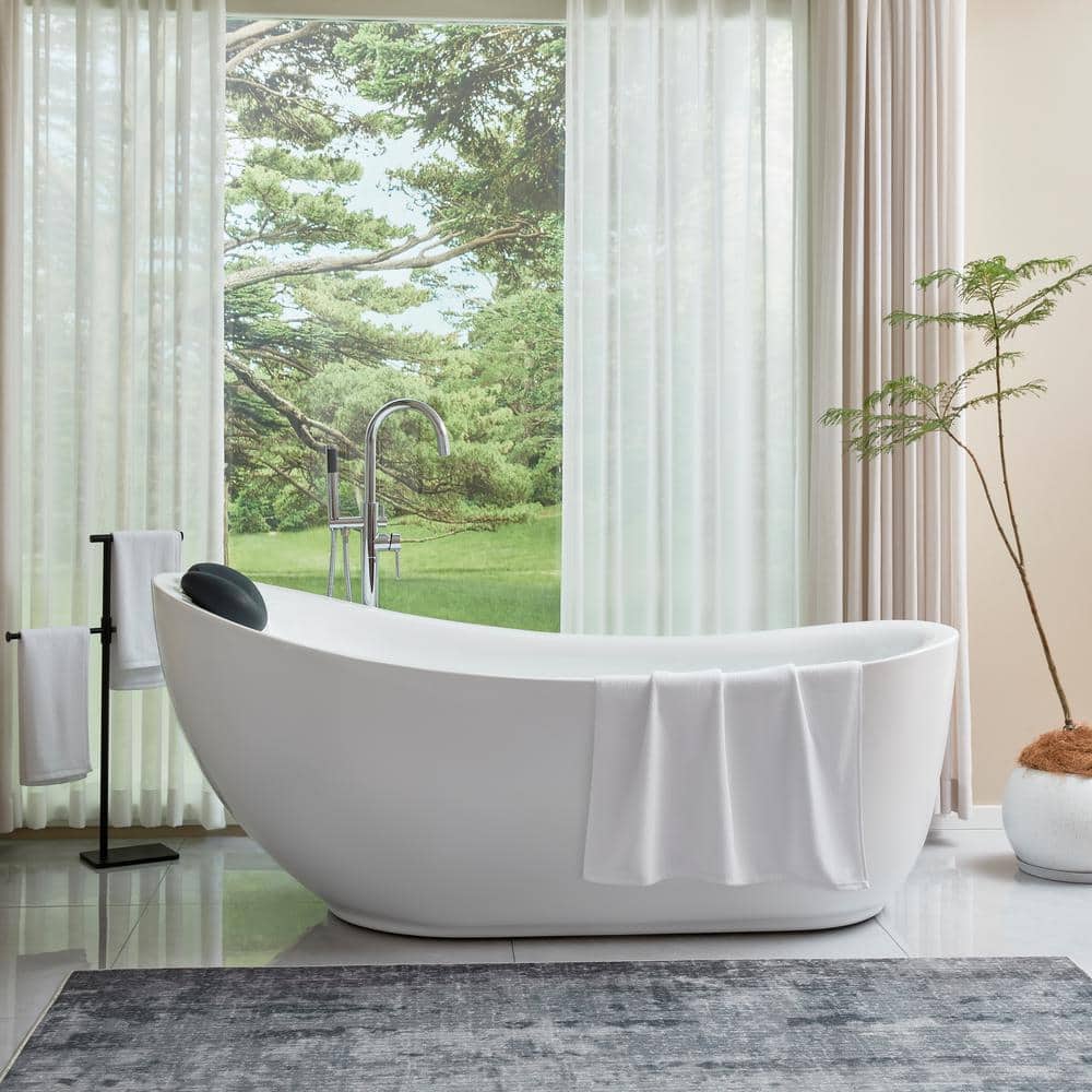 71'' White Acrylic Freestanding Soaking Bathtub