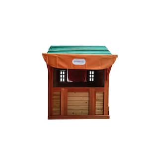 Eco-friendly Solid Wood Outdoor 4-in-1 Game House for kids Garden Playhouse with Different Games on Every Surface