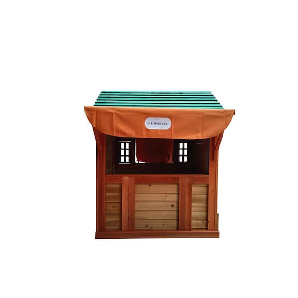 Afoxsos Eco-friendly Solid Wood Outdoor 4-in-1 Game House for kids Garden Playhouse with Different Games on Every Surface