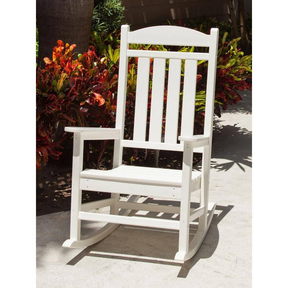 Polywood Presidential White Patio Rocker R100wh The Home Depot