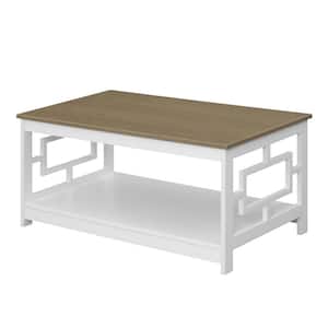 Town Square 39.25 in Driftwood & White 18 in. Rectangular MDF Coffee Table with Shelf
