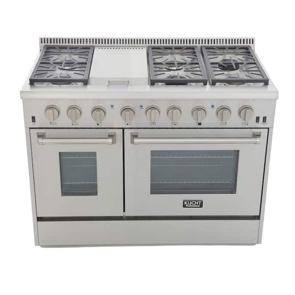 Kucht Pro-Style 48 in. 6.7 cu. ft. Natural Gas Range with Sealed Burners, Griddle and Convection Oven in Stainless Steel