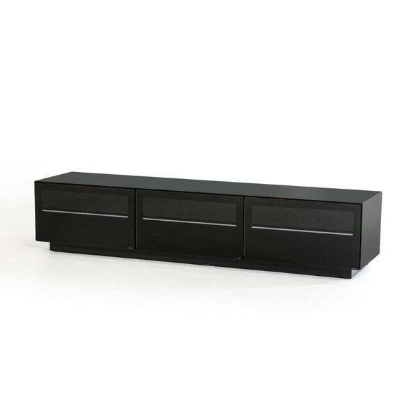 Benjara 84 in. Black Wood TV Stand Fits TVs up to 65 in. with 3-Drawers