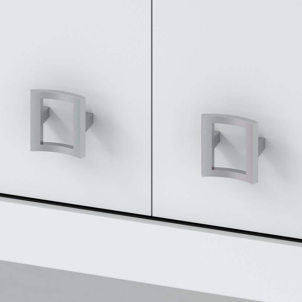 Pure White 60W Hutch with Satin Silver Hardware