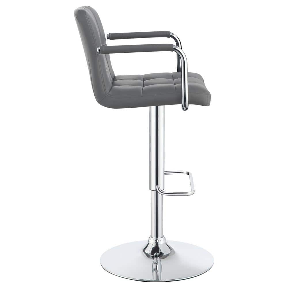 Gray Adjustable Swivel Bar Stool with Chrome Base