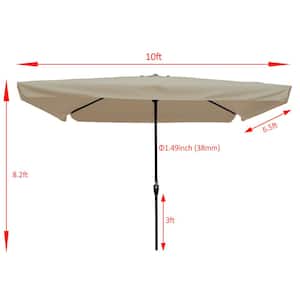 10 ft. x 6.5 ft. Aluminum Patio Outdoor Market Umbrella with Crank and Push Button Tilt in Tan
