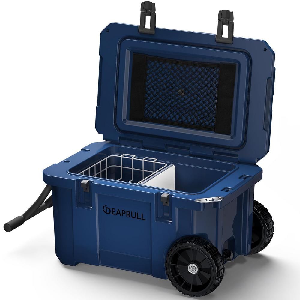 Blue 55 qt. Heavy-Duty Portable Chest Cooler with Wheels and Handle