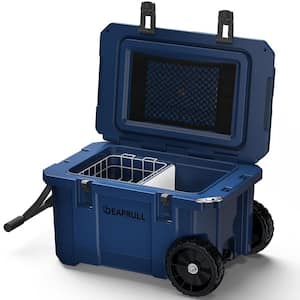 Blue 55 qt. Portable Chest Cooler, Leak-Proof Outdoor Insulated Cooler with Handle and Wheels for Camping, Beach, Boat