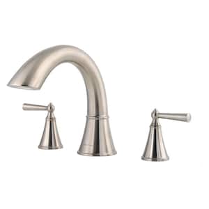 Saxton 2-Handle High-Arc Deck Mount Roman Tub Faucet Trim Kit in Brushed Nickel (Valve Not Included)