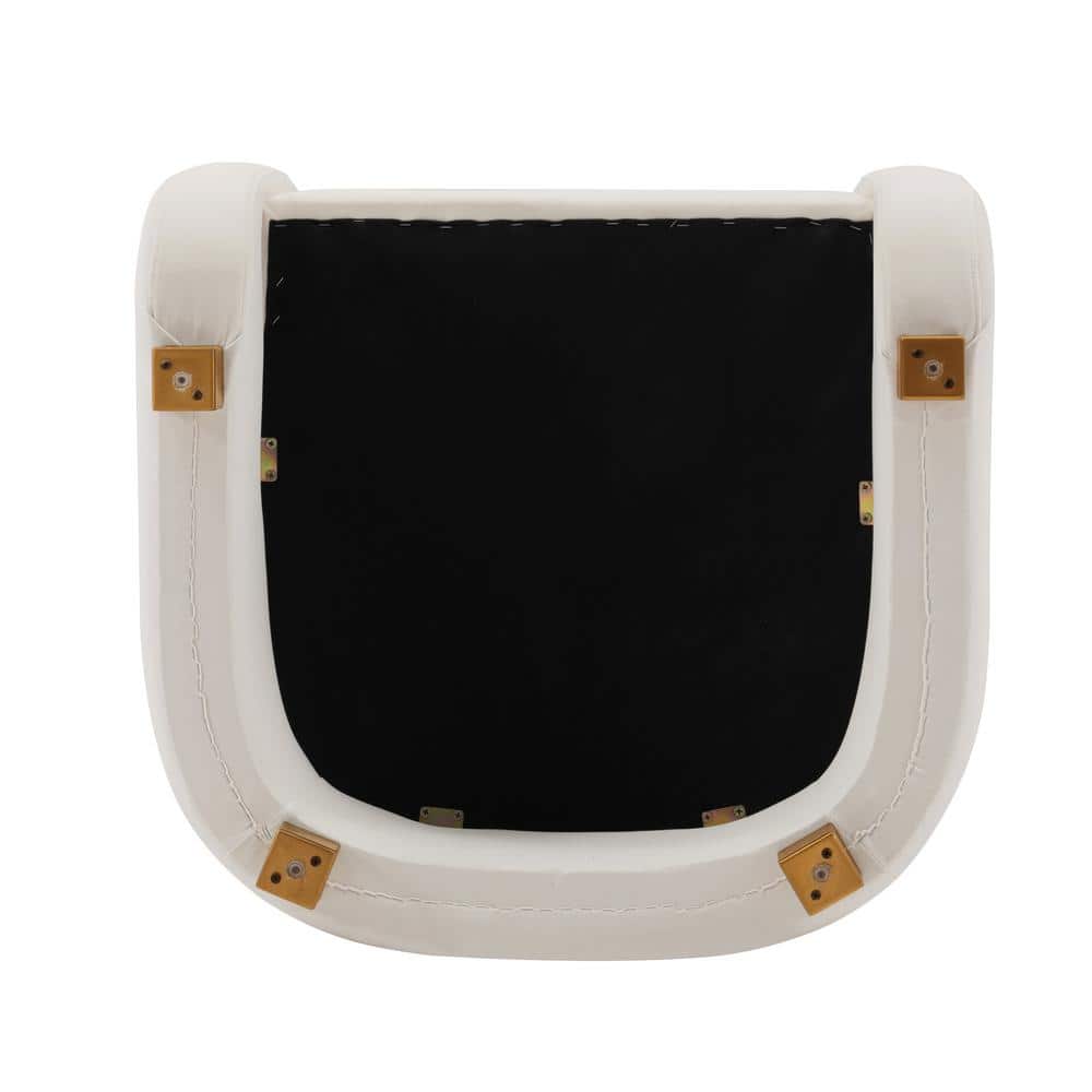 Set of 2 White Velvet Barrel Accent Chairs with Gold Accents