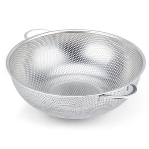 Stainless Steel Fine-Hole Colander with Base, 5-Quart Kitchen Food Strainer, Silver, Dishwasher Safe