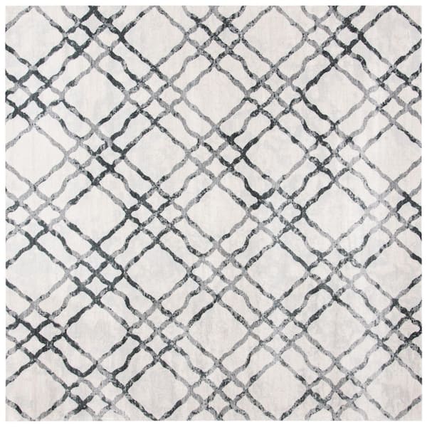 SAFAVIEH Isabella Ivory/Gray 7 ft. x 7 ft. Distressed Diamonds Square Area Rug