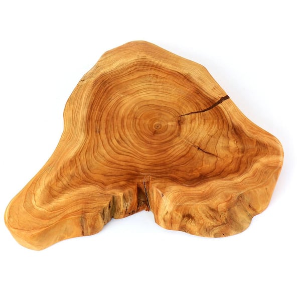 MARTHA STEWART 12.5 in. Brown Wood Fir Elevated Server Platter