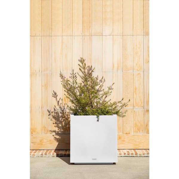 Cube 22 in. Square White Plastic Planter