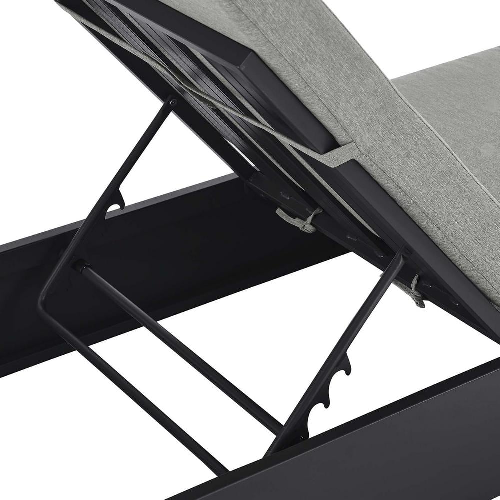 Tahoe Gray Powder-Coated Aluminum Outdoor Chaise Lounge with Cushions